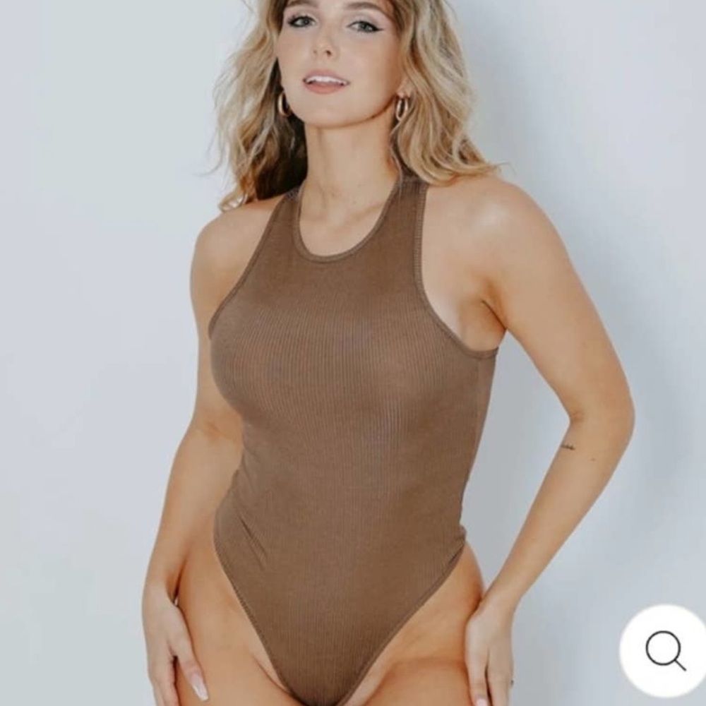 Klassy Network Brami Brown Ribbed Bodysuit